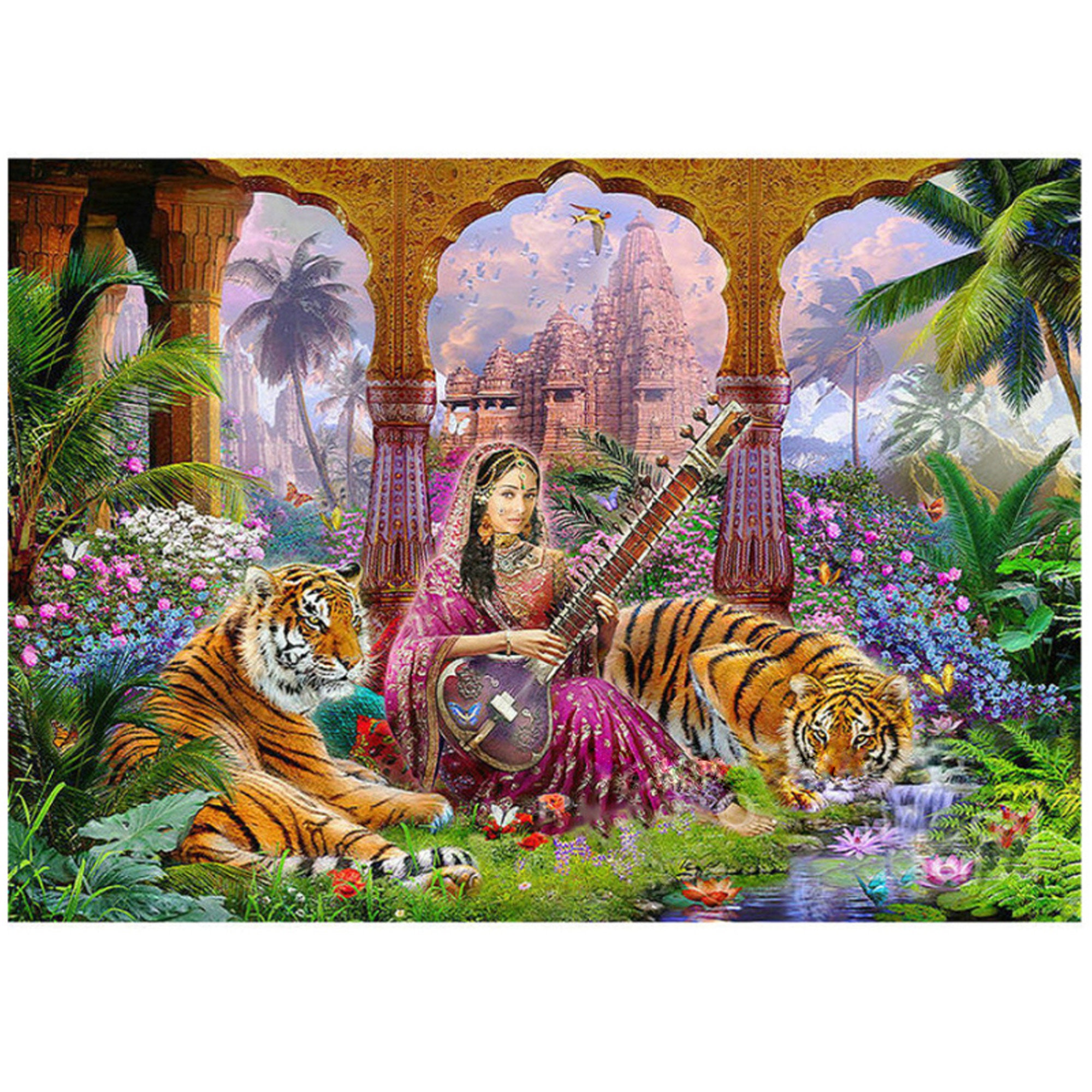 Wooden Crystal Painting Desktop Kit Diamond Art Table Decor (Tiger)