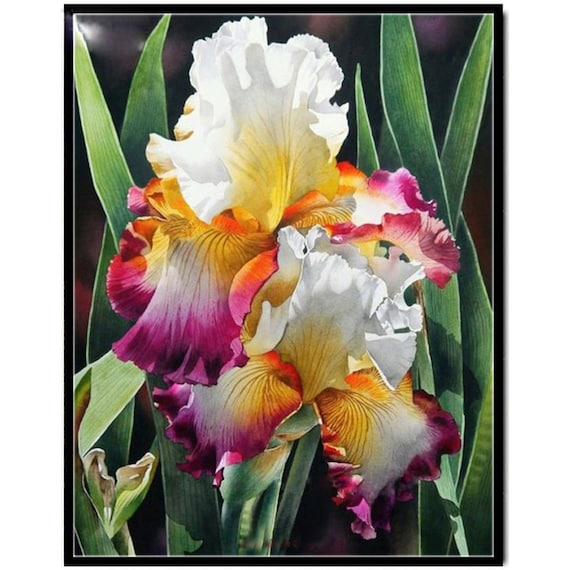5D Diamond Painting Kit Cross Stitch Iris Flower Rhinestone Embroidery Craft Art 