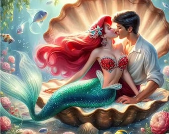 Diamond painting a tema cartone animato: Sirena, decorazione fai da te per la casa