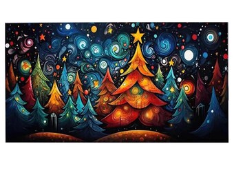 Christmas Tree Diamond Painting, Holiday Landscape Scene, DIY Home Decor