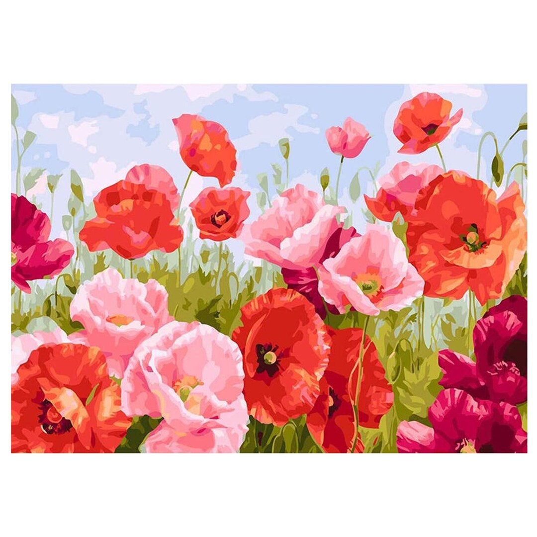 Red Pink Poppy Diamond Art Kit Full Drill DIY Painting - Etsy