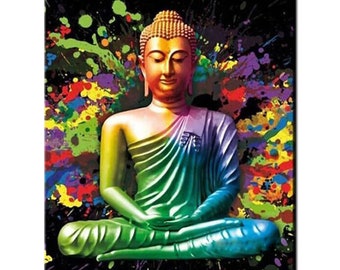 DCIDBEI Diamond Painting Kit: Paesaggio Cascata E Buddha In Loto | 110x50 Cm | Tela HD E Strass Rotondi