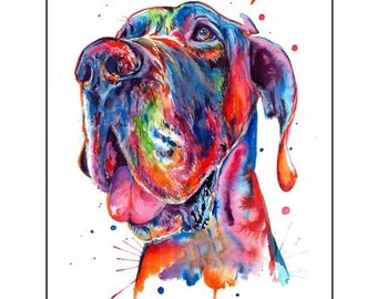 5D DIY Diamond Painting Watercolor Great Dane dog Diamond Embroidery Full Drill 'Square' and 'Round' Animal Picture Of Rhinestone Decor