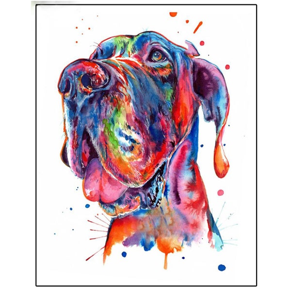 5D DIY Diamond Painting Watercolor Great Dane dog Diamond Embroidery Full Drill 'Square' and 'Round' Animal Picture Of Rhinestone Decor