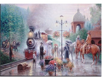 5D DIY Diamond Painting Cross Stitch Kits Street train Picture of Resin Rhinestone Diamond Embroidery Diamond Mosaic Needlework