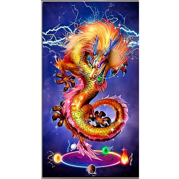 Colored Dragon 5D Diamond Painting Kit Full Drill Cross Stitch Rhinestone  Art