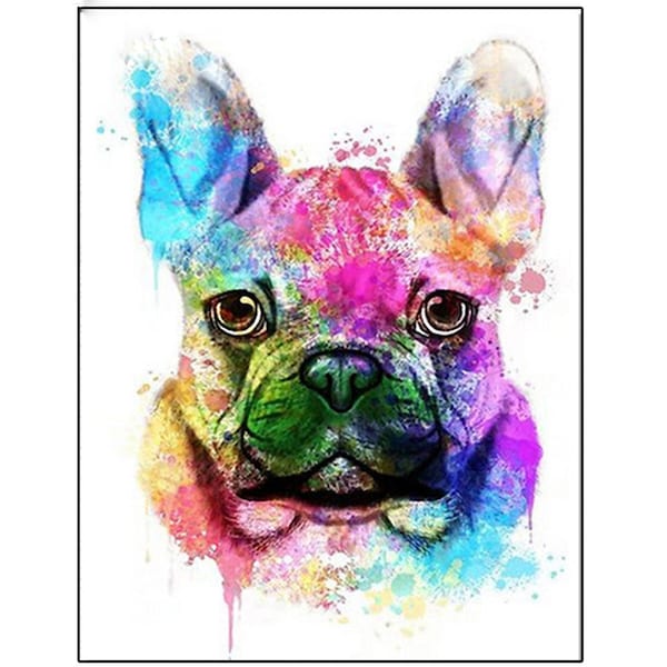 Diy peinture au diamant Français bouledogue plein 'Carré' et 'rond' perceuse point de croix 5d Mosaïque de broderie de diamant Art animal chien animal de compagnie