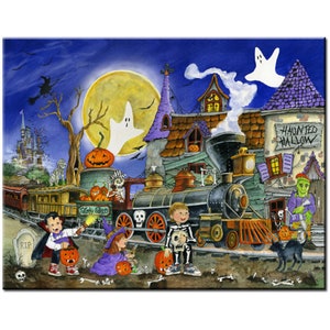 5d diy pintura diamante trem de halloween completo quadrado redondo resina broca bordado kits ponto cruz padrão dos desenhos animados criança quebra-cabeça 5d arte