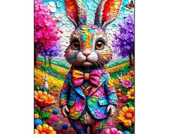 Vibrant Easter Day Rabbit Diamond Art, Full Crystal Mosaic (DIY)