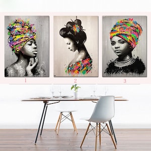 DIY Promotional Round Diamond Painting African Woman Black Gold