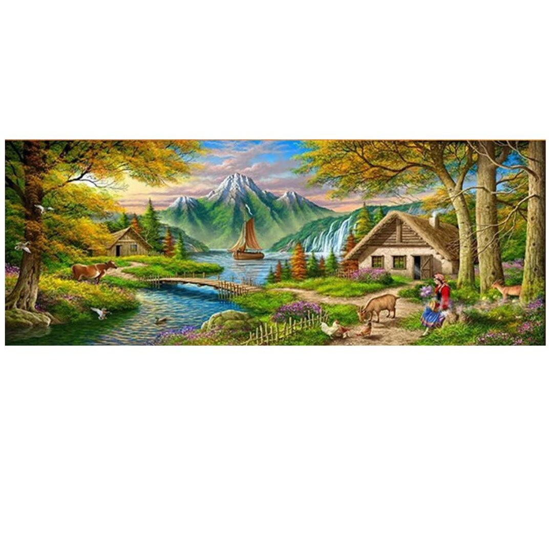 Tableau Diamant 5D Complet - Cascade Et Aigle - Kit Art - Neuf