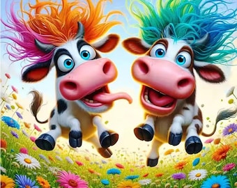 Zestaw do malowania diamentowego „Krowa”: okrągły haft żywiczny (DIY)