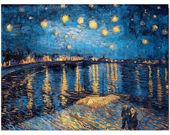 5D mosaïque carré plein diamant rond broderie, Van Gogh nuit étoilée diamant peinture point de croix Kits décoration d'intérieur