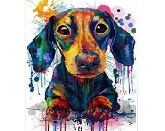 5d diy Diamant Malerei Dackel Diamant Stickerei süße Haustiere Hund quadratisch / rund Resin Strass Mosaik
