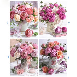 Diy Diamond Painting Pink Rose peony Full Mosaic Rhinestone 5D Diamond Embroidery Flowers Home Decoration Art Kits