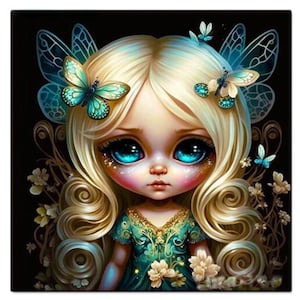 Big Eyes Elf Girl DIY Diamond PaintingFull Drill Home Decor Cartoon Witch Craft Diamond Mosaic Rhinestone Embroidrey