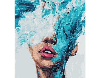 Kit de pintura de diamantes de rostro abstracto: Bordado de resina con taladro completo para decoración del hogar