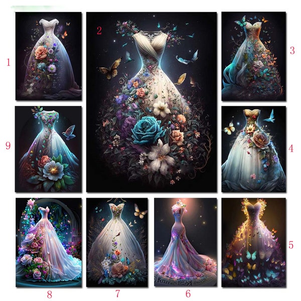 Diamond Painting Full Drill New Arrival Rose Wedding Dress Picture Diy Square Round Mosaic Flower Bride Dress