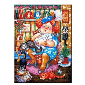 New Full Drill Diamond Painting Mosaic Cartoon Fat Lady Animal Cat 5D DIY Cross Stitch Kit Embroidery Rhinestone Pictures