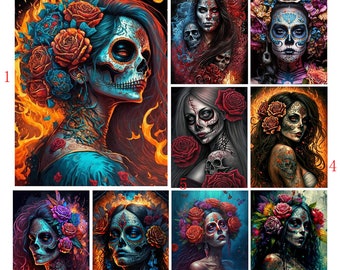 Gothic Skull Woman Diamond Painting New 5D DIY Diamond Embroidery Full Drill Cross Stitch Halloween Gift Sale Wall Decor