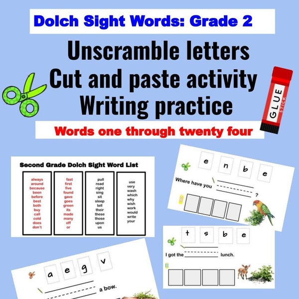 Dolch Sight Words Practice Activity Second Grade Words 1 - 24