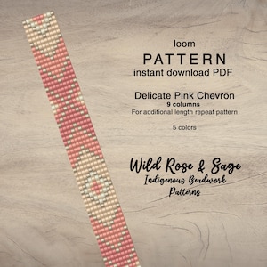 Pink and gold PDF seed bead hat band pattern for loom beading | indigenous beading pattern | cowboy hatband pattern