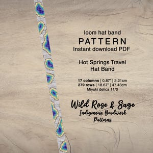 Hat band loom Pattern Hot Springs Travel | PDF miyuki delica 11/0 seed beaded pattern | indigenous western cowgirl cowboy hat band