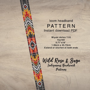 Western fire seed bead loom Pattern headband | PDF miyuki delica 11/0 seed bead pattern | indigenous cowgirl southwest hair accessories