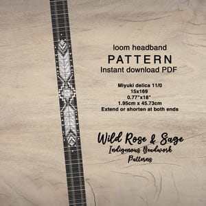 Headband bead loom pattern geometric feathers adjustable | PDF miyuki delica 11/0 seed bead pattern | indigenous western cowgirl cowboy