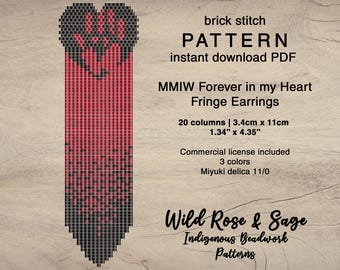 MMIW stolen sisters Ombre Bead Fringe Earring Pattern Miyuki delica 11 | Brick stitch PDF seed beaded pattern | May 5 | Forever in my heart