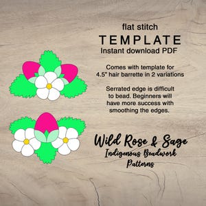 Strawberry flat stitch bead pattern set | barrette set floral PDF seed bead template |  indigenous template stencil | embroidery beads
