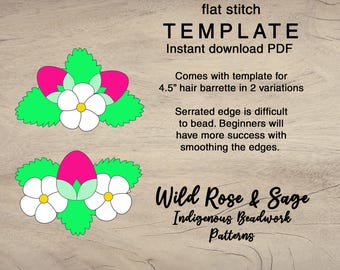 Conjunto de patrones de cuentas de puntada plana de fresa / conjunto de pasadores florales PDF plantilla de cuentas de semillas / plantilla indígena / cuentas de bordado