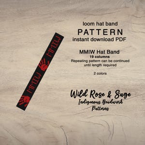 MMIW stolen sisters Bead loom Pattern for hat band |  black and red PDF seed beaded pattern | indigenous western cowgirl cowboy hat band