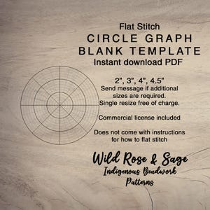 Circle graph printable PDF seed bead flat stitch template | blank radial beading pattern stencil | blank medallion pattern graph paper