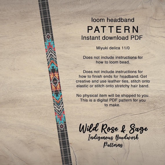 Western Seed Bead Loom Pattern Headband | PDF Miyuki Delica 11/0