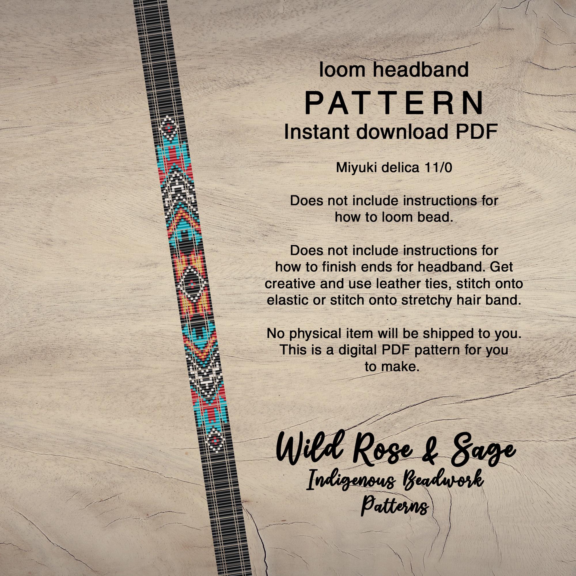 Western Seed Bead Loom Pattern Headband | PDF Miyuki Delica 11/0
