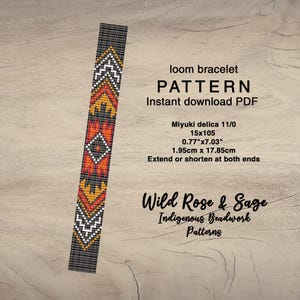 Western fire bead loom Pattern bracelet seed bead  | PDF miyuki delica 11/0 seed beaded pattern | indigenous cowgirl jewelry southwest