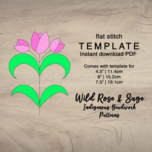 Spring Tulip bead pattern | flat stitch stencil PDF seed bead template | beadwork embroidery pattern | indigenous beading pattern