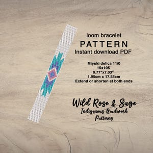 Patrón de telar de cuentas de vaquera costera para pulsera / Patrón geométrico nativo de paraíso temático en PDF con cuentas de semillas / Joyería indígena occidental