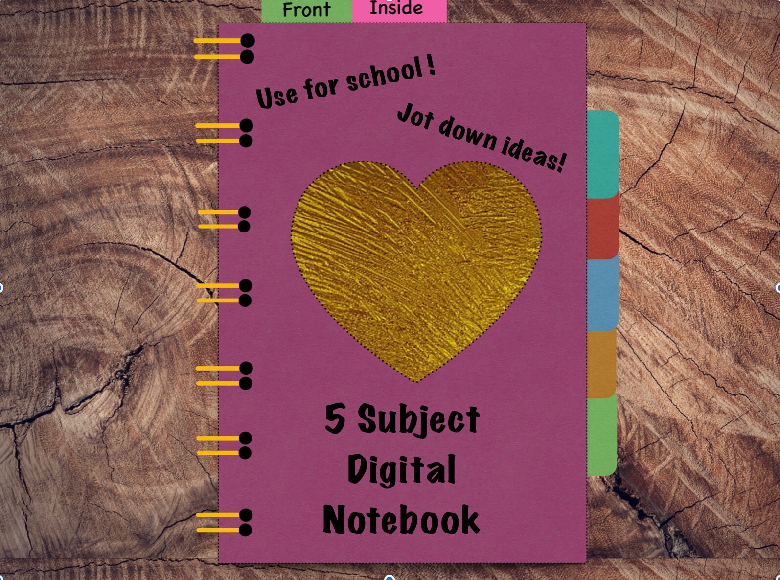 5 Subject Digital Notebook with Lined Paper Etsy