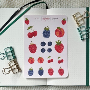 FRUITY SURPRISE STICKER sheet | Bujo Stickers, Stickers for Planners | Journal Stickers | Fruit Stickers | Strawberry Stickers
