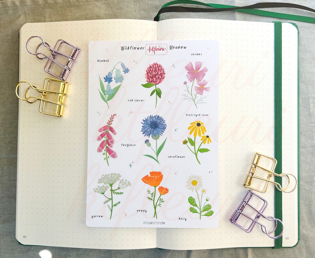 WILDFLOWERS SPRING STICKERSHEET | Bujo Stickers | Planner Stickers ...