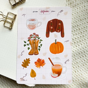 AUTUMN FALL STICKER Sheet | Bujo Stickers, Stickers for Planners | Journal Stickers | Sweater Weather Stickers | Cold Weather Stickers