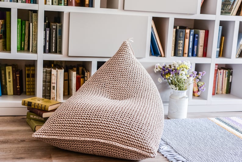 Bean Bag Chair for Kids/adults Lounger Bean Bag Chair Crochet Etsy UK