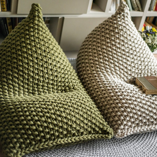 Adult bean bag chair, Green chair, Lounge chair for kids/adults, 100% handmade, Available in 11 sizes and 19 colors, FILLED, Ready for use