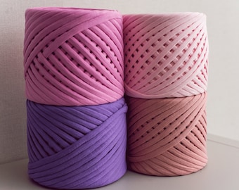 Fabric cotton yarn Jersey yarn Knitting yarn Bulky multicolored yarn 50m/55yds, 36 colors, thread thickness 5-7mm, 7-9mm and 9-11mm