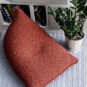 Adult bean bag chair, Knitted interior copper pouf, Lounger bean chair for kids/adults, Living room decor, Floor pillow image 10