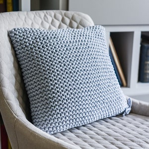 Knitted gray throw pillow cover Chunky crochet pillow Cushion baby pillow Couch cushion cover Chair cushion Cushion sofa Daybed cushion image 7