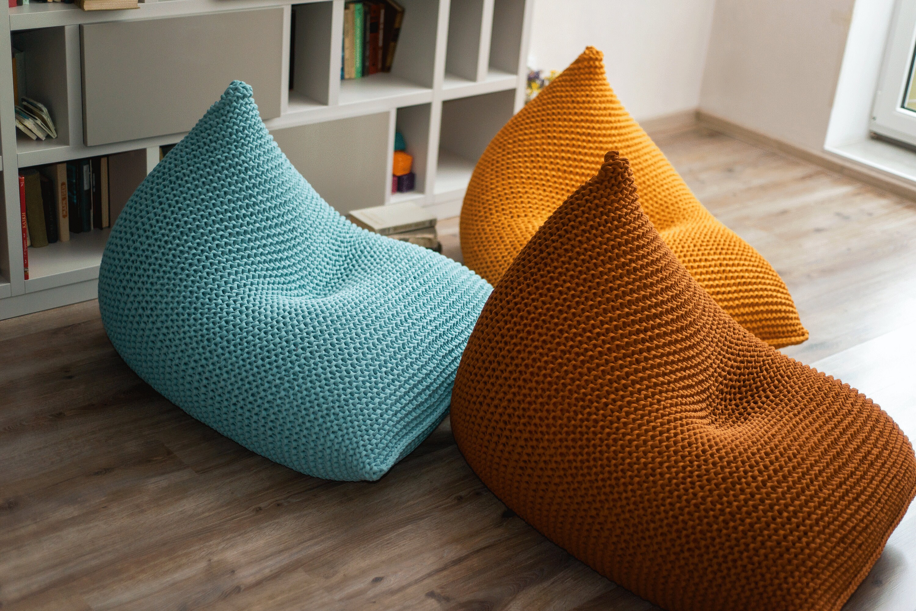 Bean Bag Chair for Adults, Lounge Mustard/gray Bean Bag Chair, Knitted  Sitzack, Pouf, Knitted Bean Bag Chair, UNSTUFFED - Etsy, image size:3000x2002