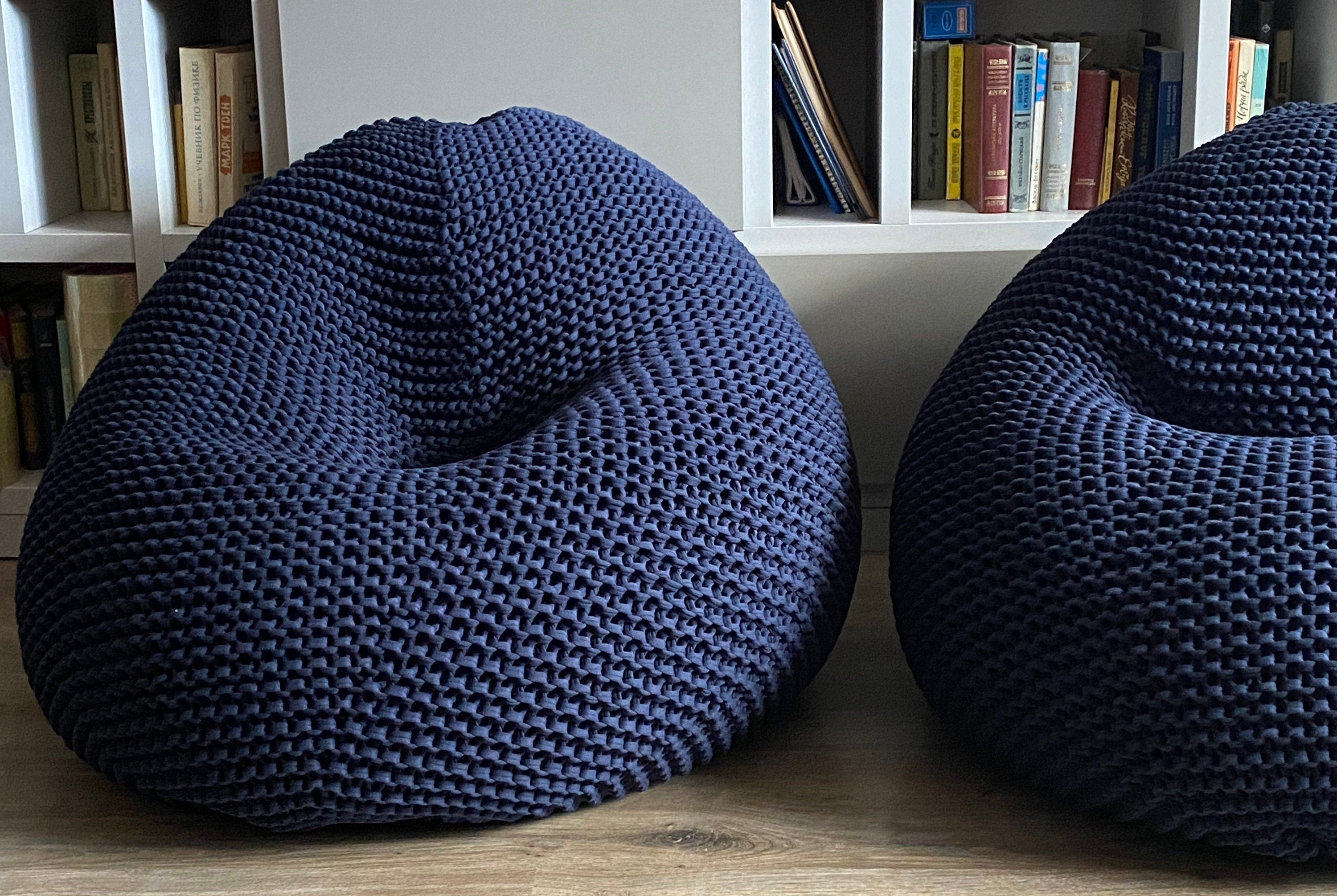 Navy Blue Beanbag Chair Large Floor Pillow Living Room Chair